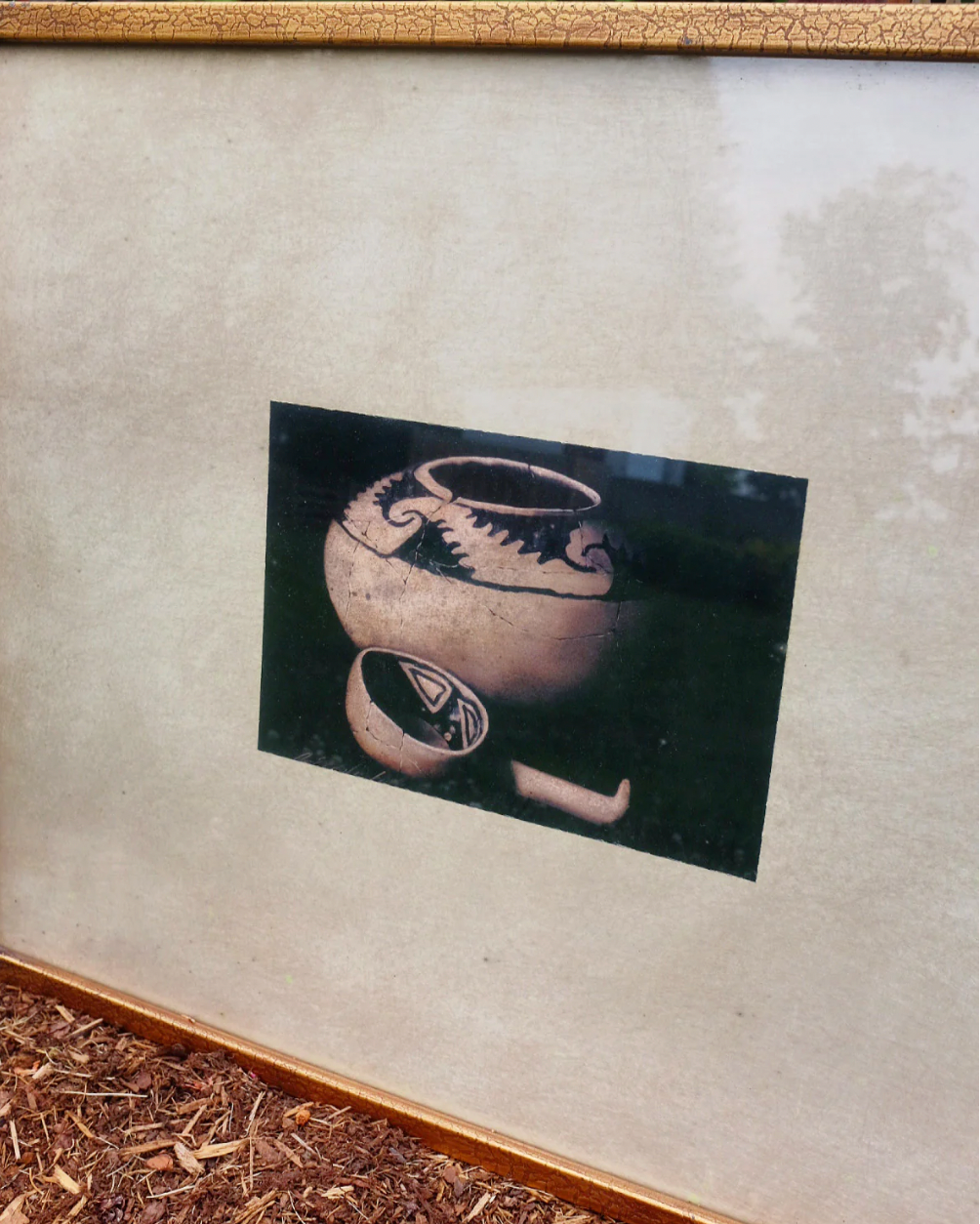 Large Brass Framed Tribal Ceramic Print