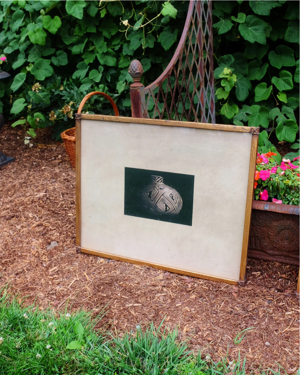 Large Brass Framed Tribal Ceramic Print
