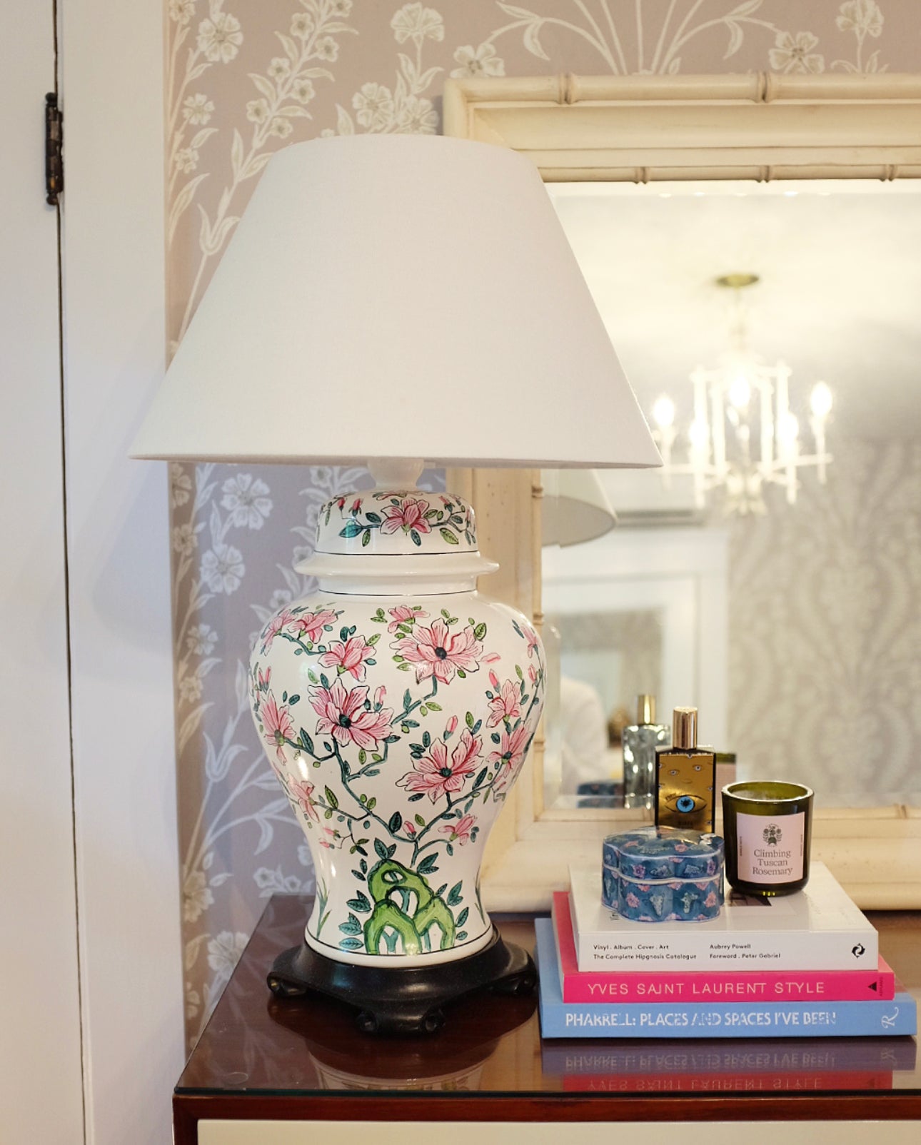 Hand Painted Floral Ginger Jar Lamp