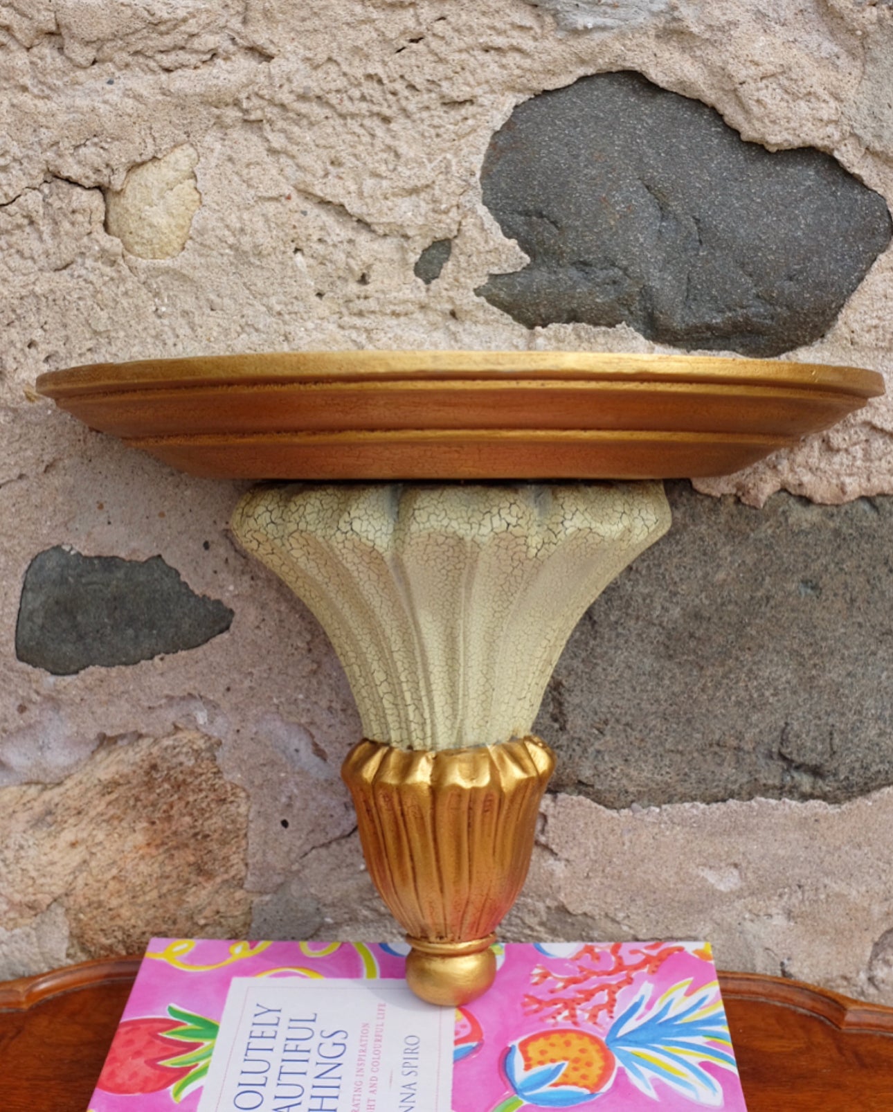 Cream & Gold Wall Sconce Shelf