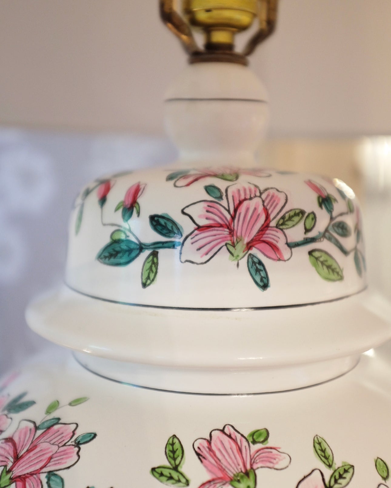 Hand Painted Floral Ginger Jar Lamp
