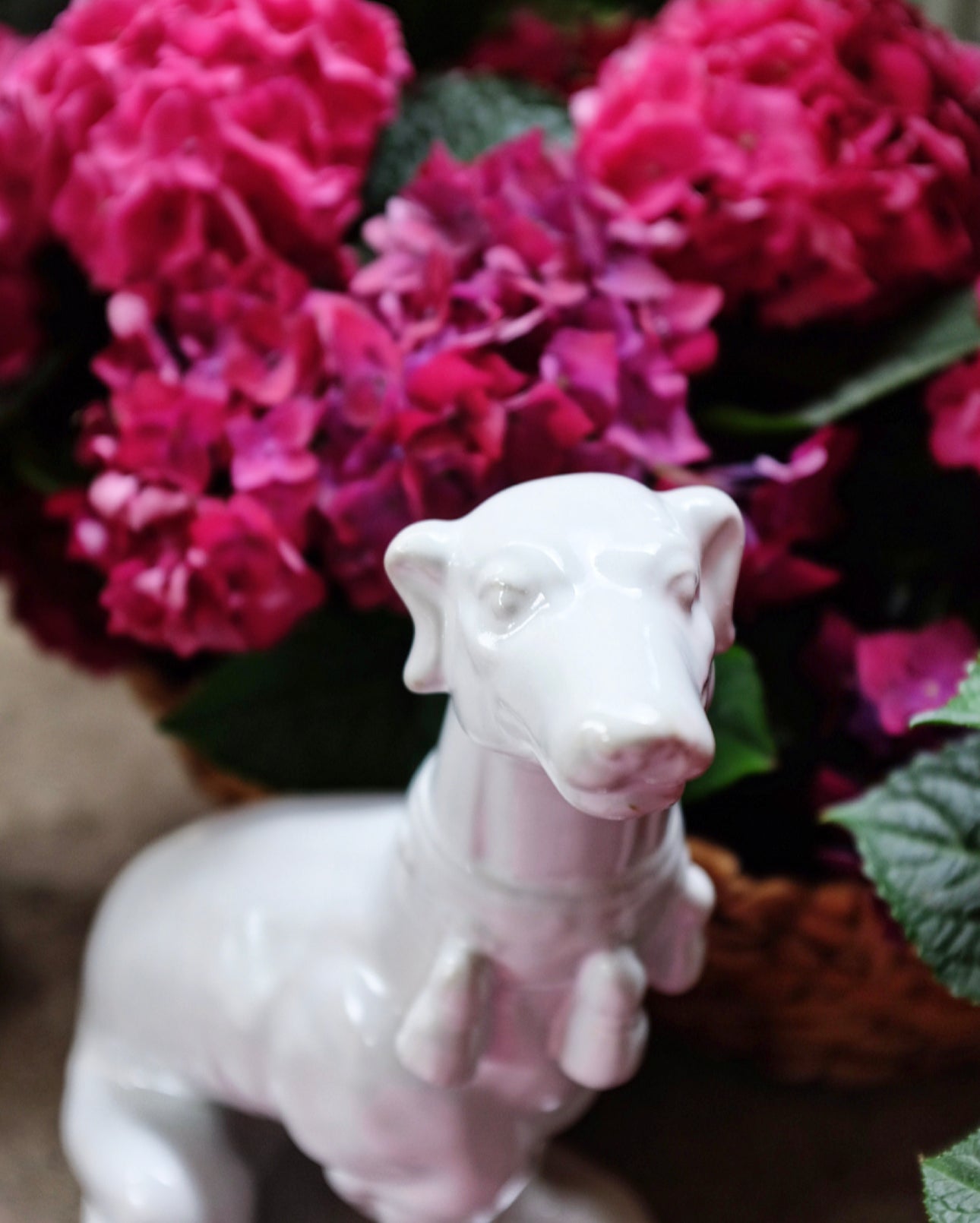 Large Glazed White Greyhound Sculpure