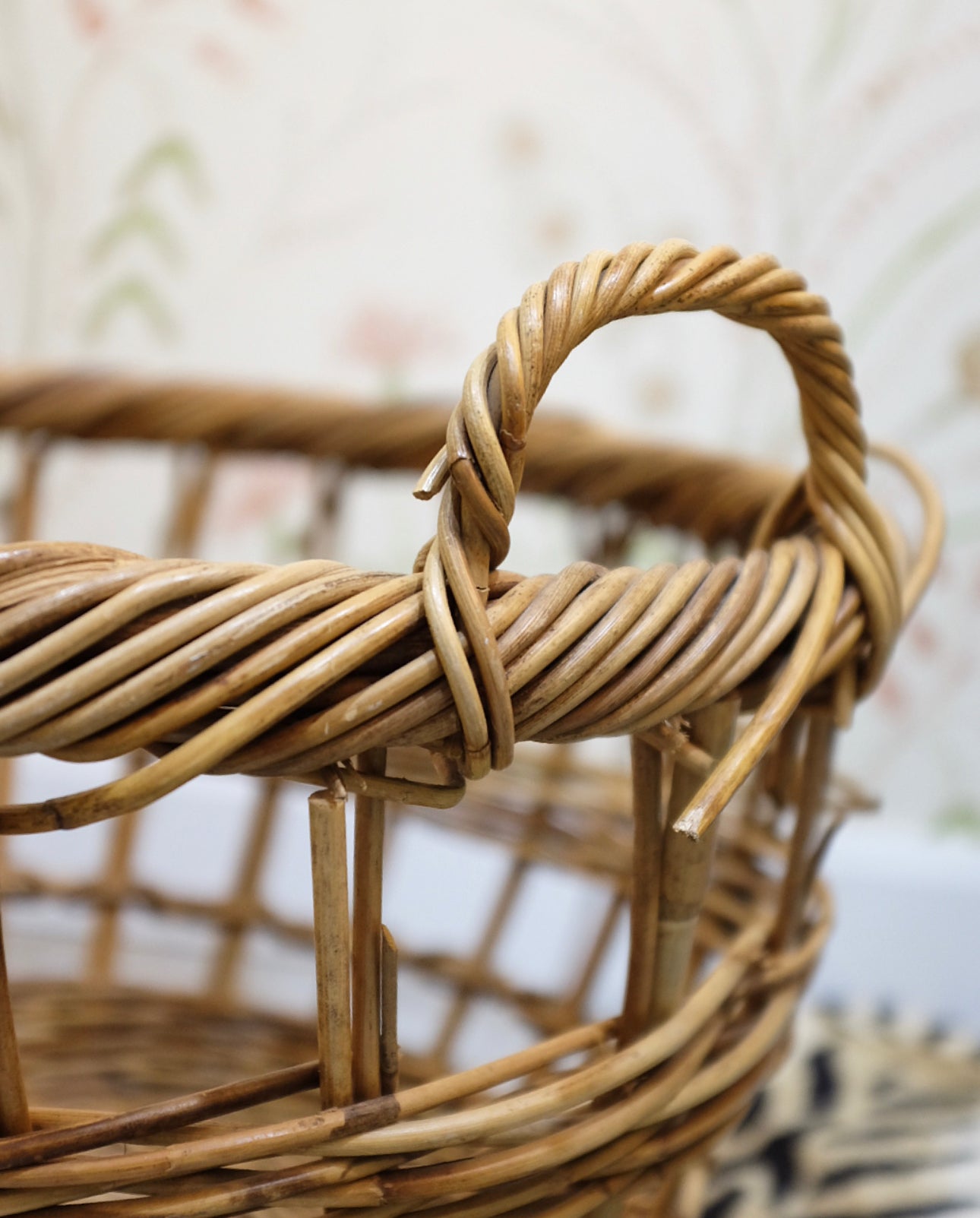 Large French Open Weave Wicker Basket