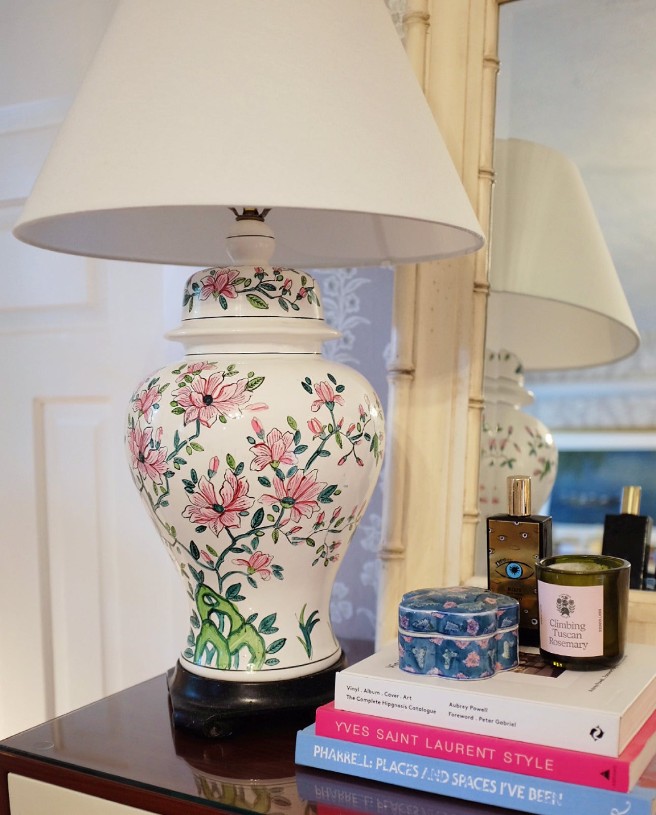 Hand Painted Floral Ginger Jar Lamp