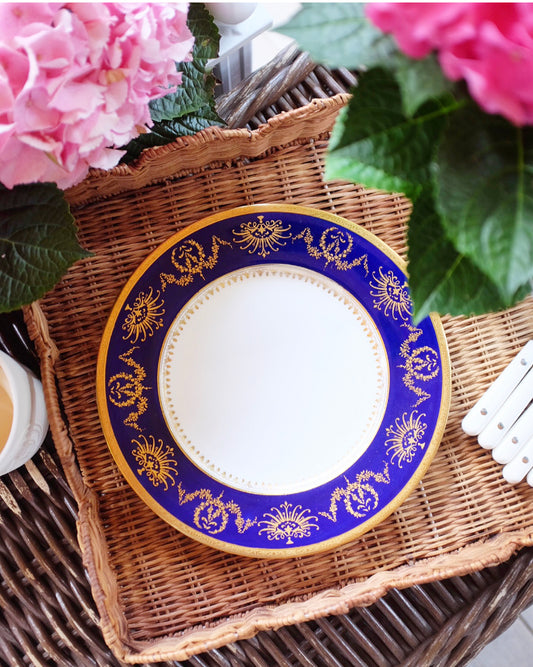 China Plate with Navy and Gold Trim