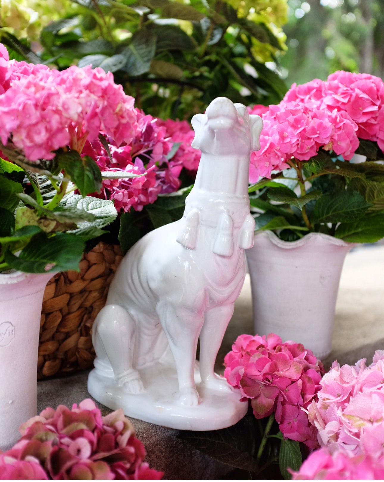 Large Glazed White Greyhound Sculpure