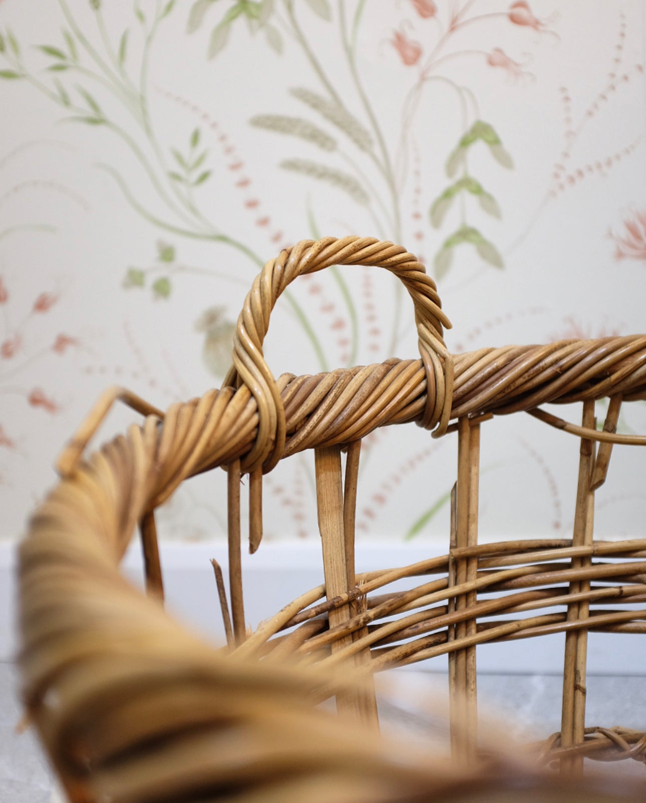 Large French Open Weave Wicker Basket