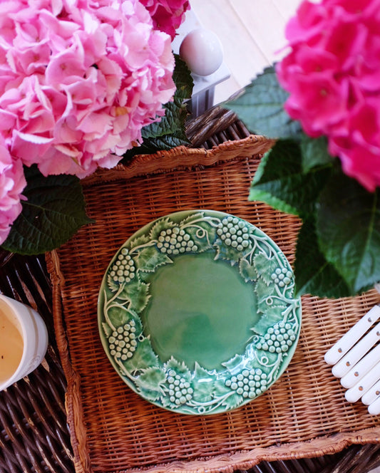 Bordallo Pinheiro Green Grape and Grape Leaf Accent Plate