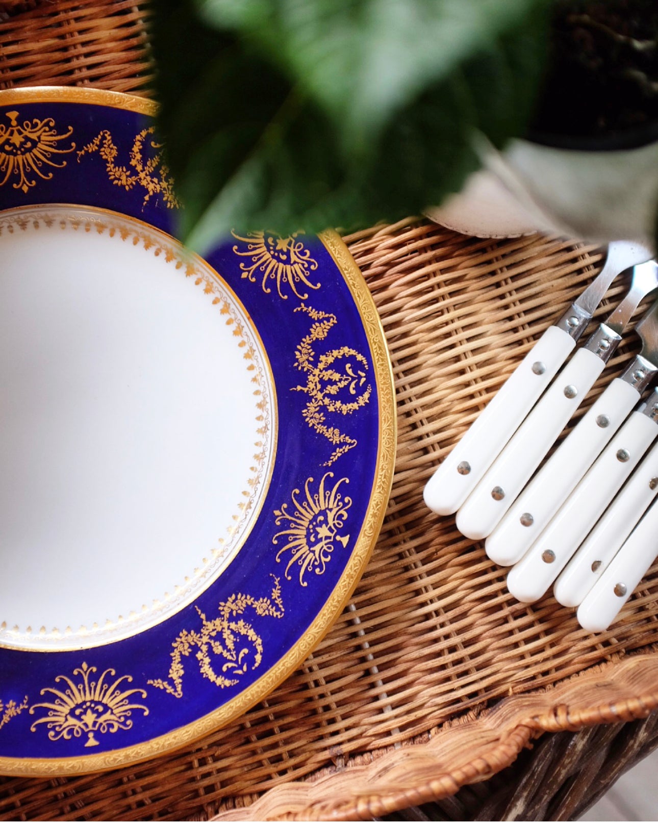 China Plate with Navy and Gold Trim
