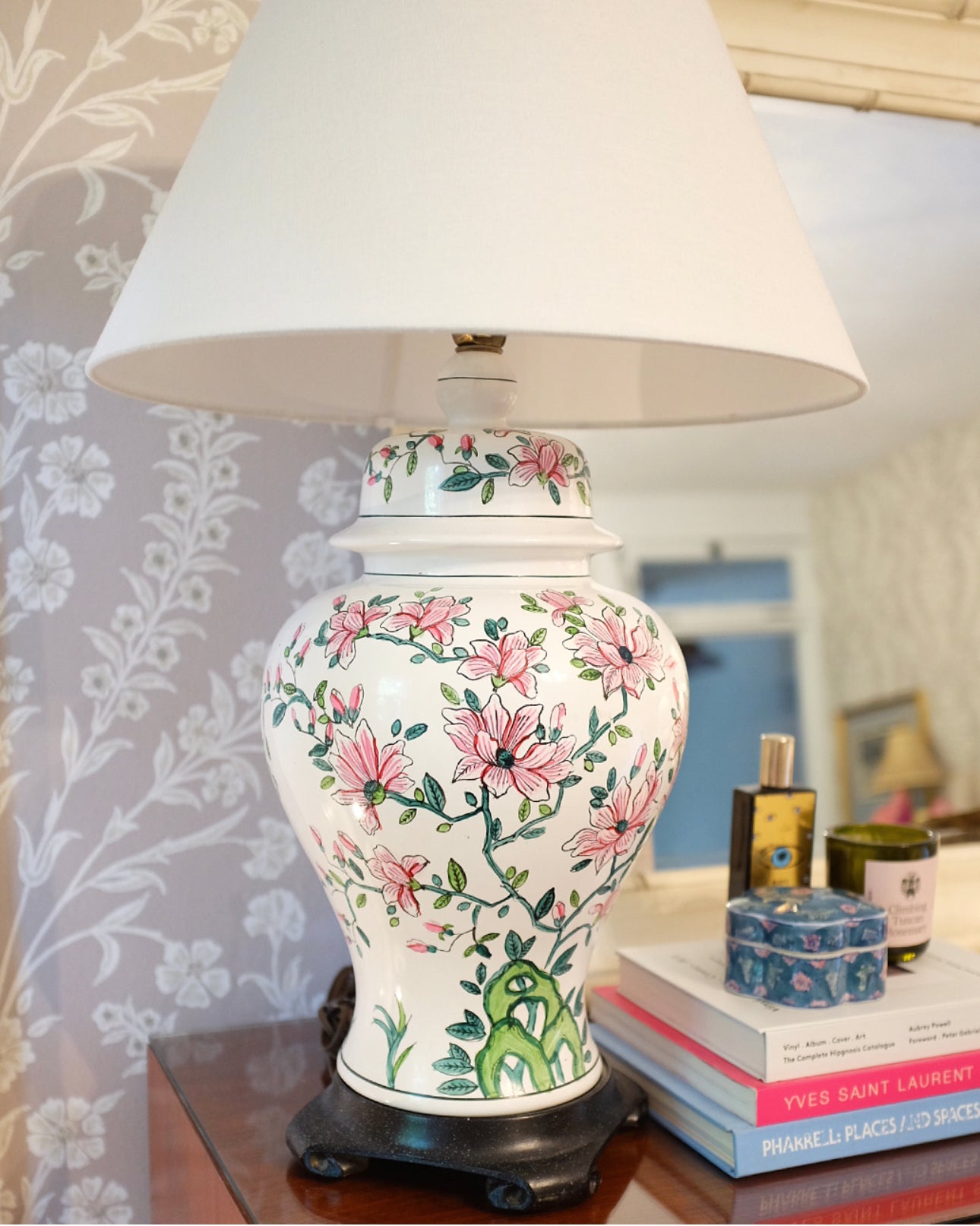 Hand Painted Floral Ginger Jar Lamp