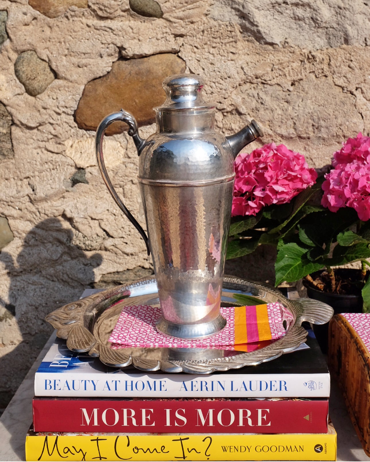 Hammered Silver Plate Cocktail Shaker & Pourer