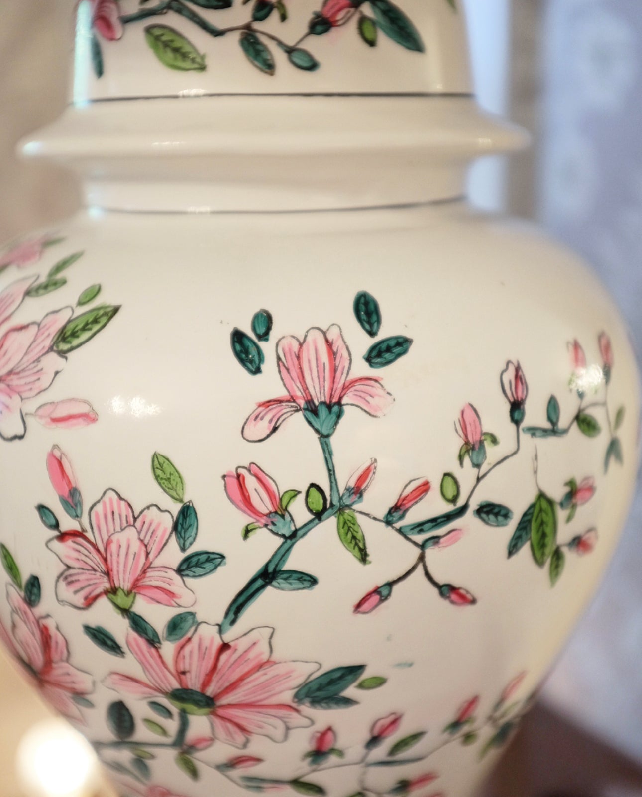 Hand Painted Floral Ginger Jar Lamp