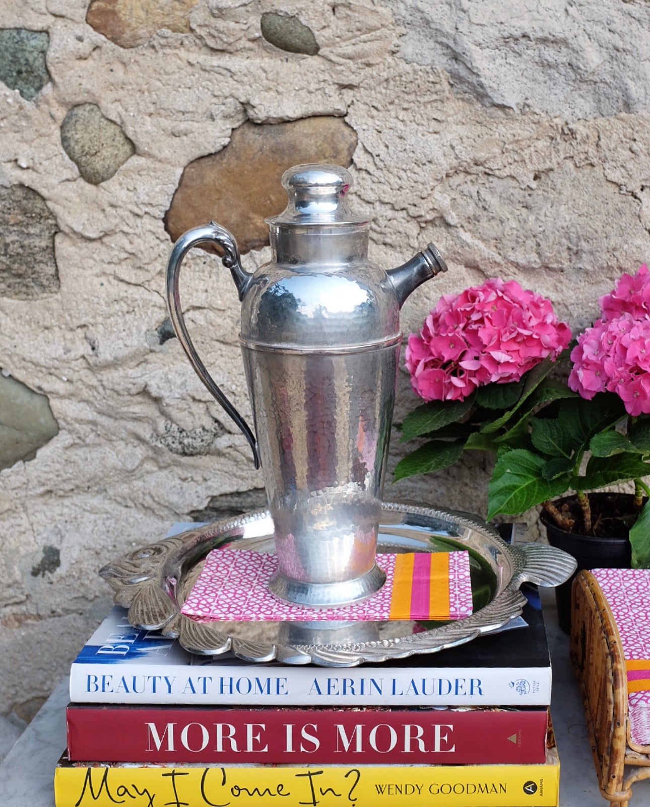 Hammered Silver Plate Cocktail Shaker & Pourer