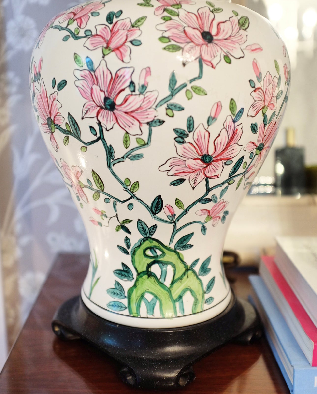 Hand Painted Floral Ginger Jar Lamp