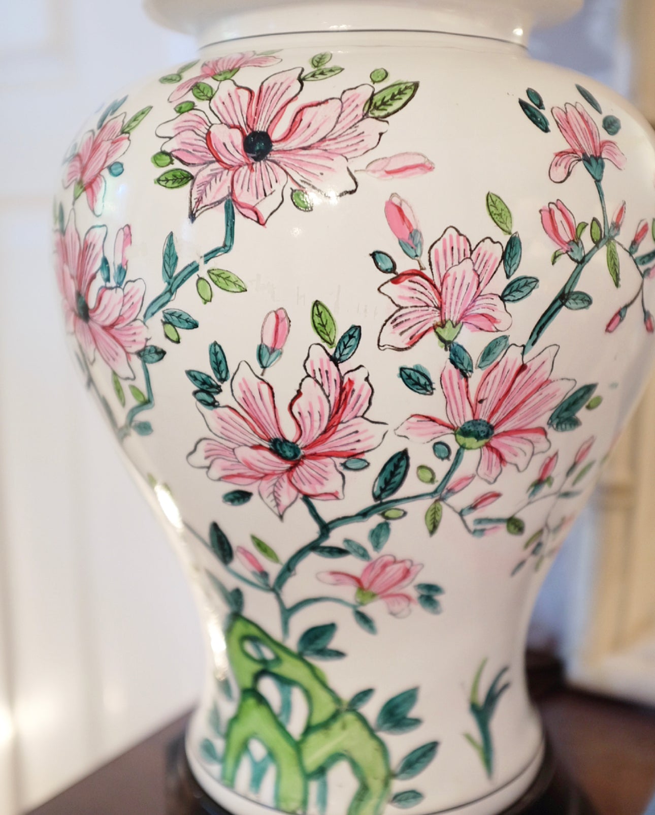 Hand Painted Floral Ginger Jar Lamp
