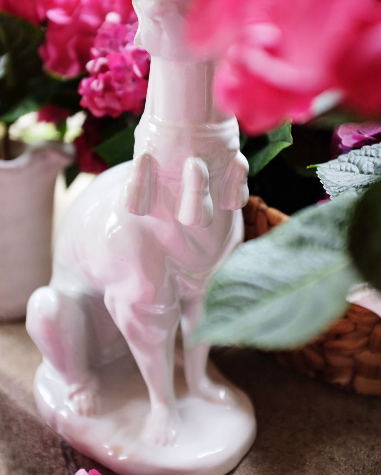 Large Glazed White Greyhound Sculpure