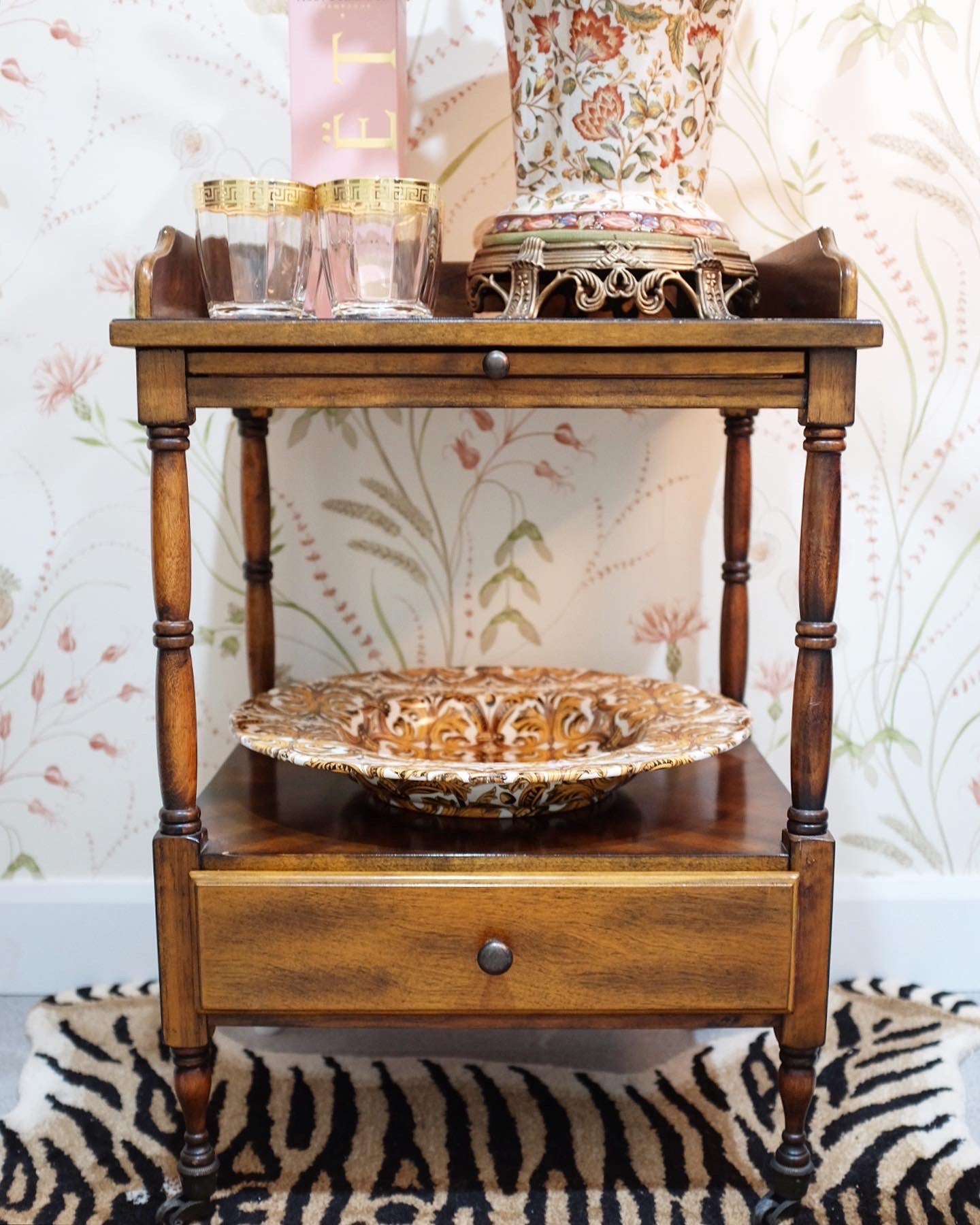 Tiger Wood Table on Casters