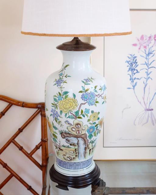 Large Floral Chinoiserie Lamp