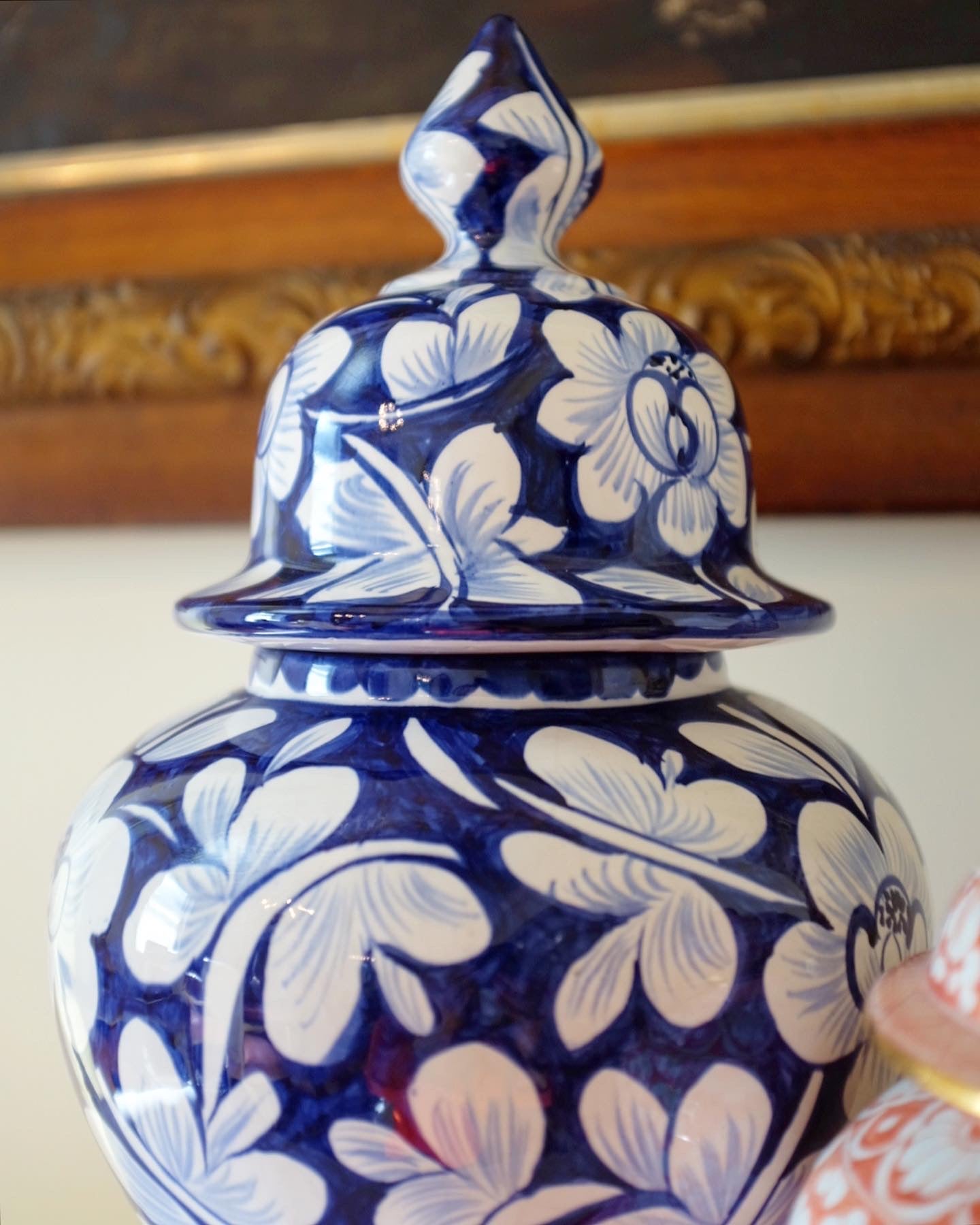 Large Blue and White Ginger Jar