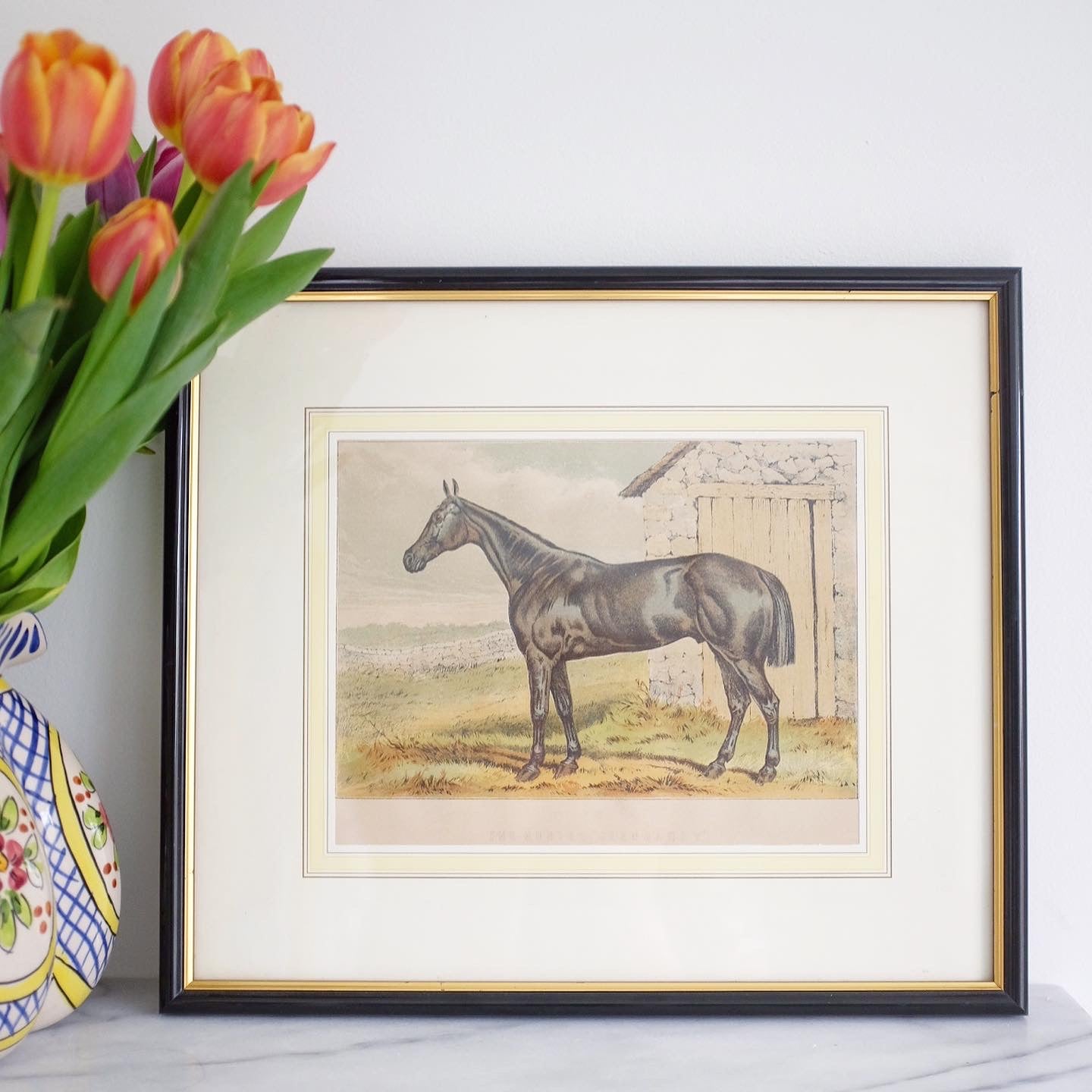 Horse Print in Black Frame