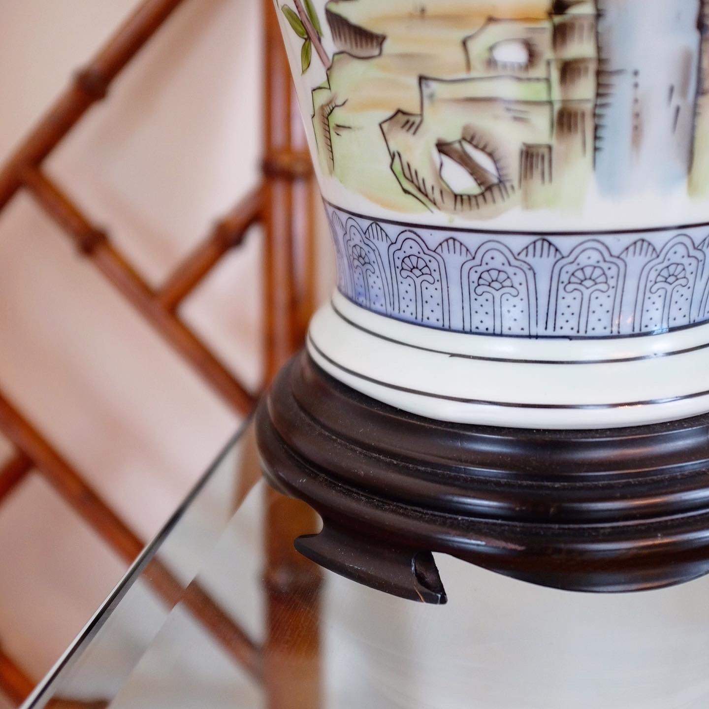 Large Floral Chinoiserie Lamp