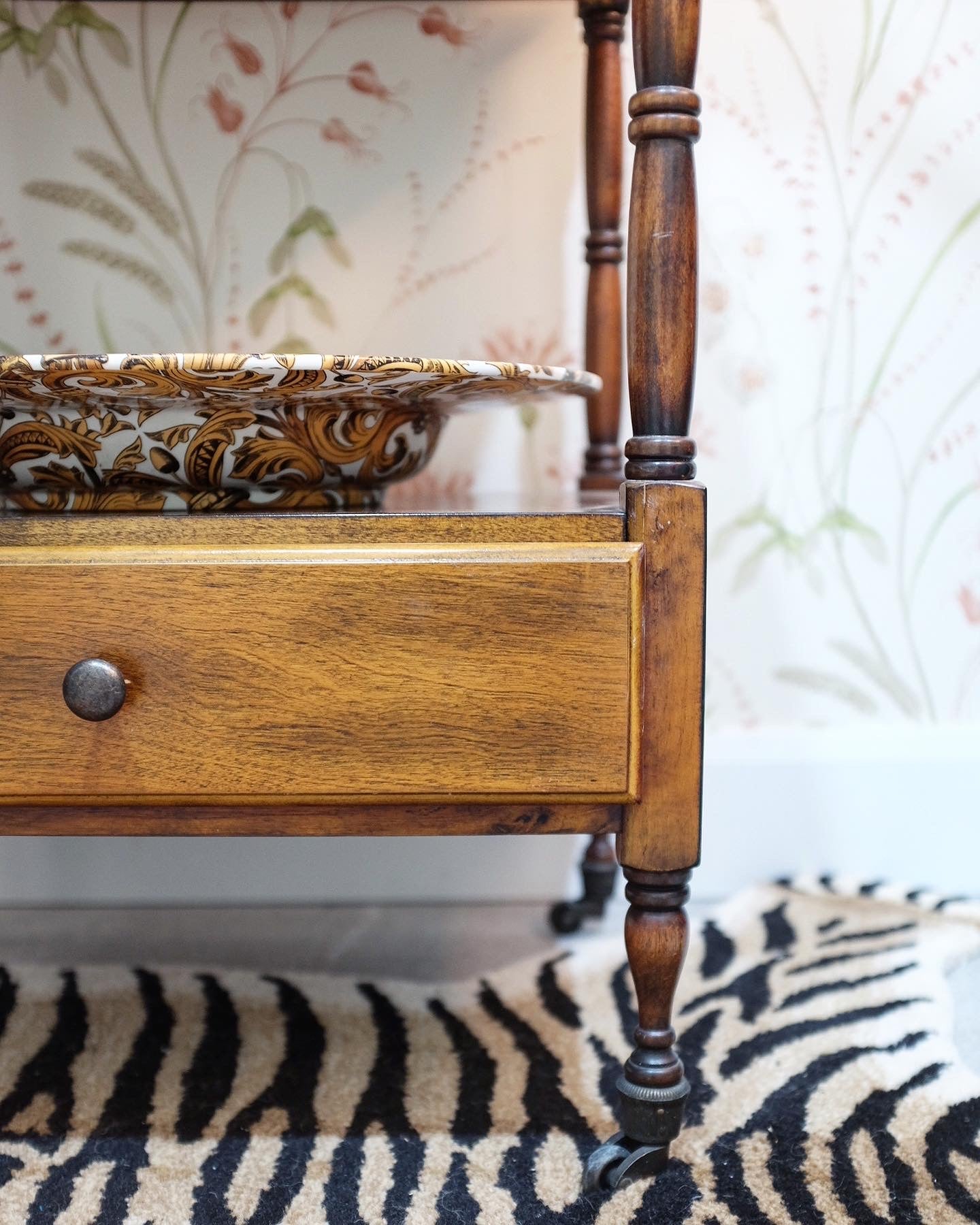 Tiger Wood Table on Casters
