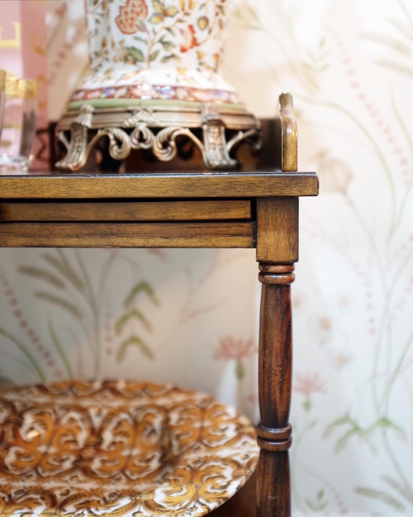 Tiger Wood Table on Casters