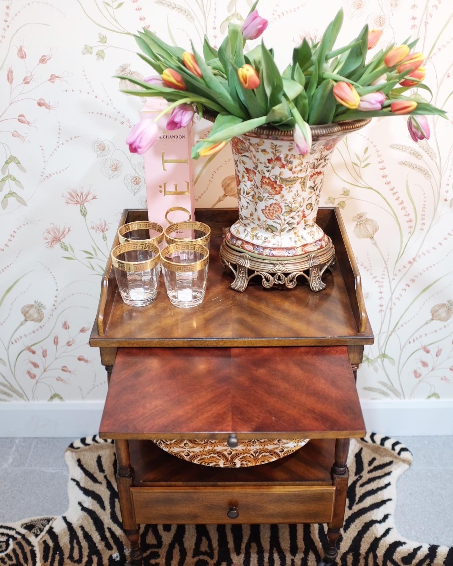 Tiger Wood Table on Casters