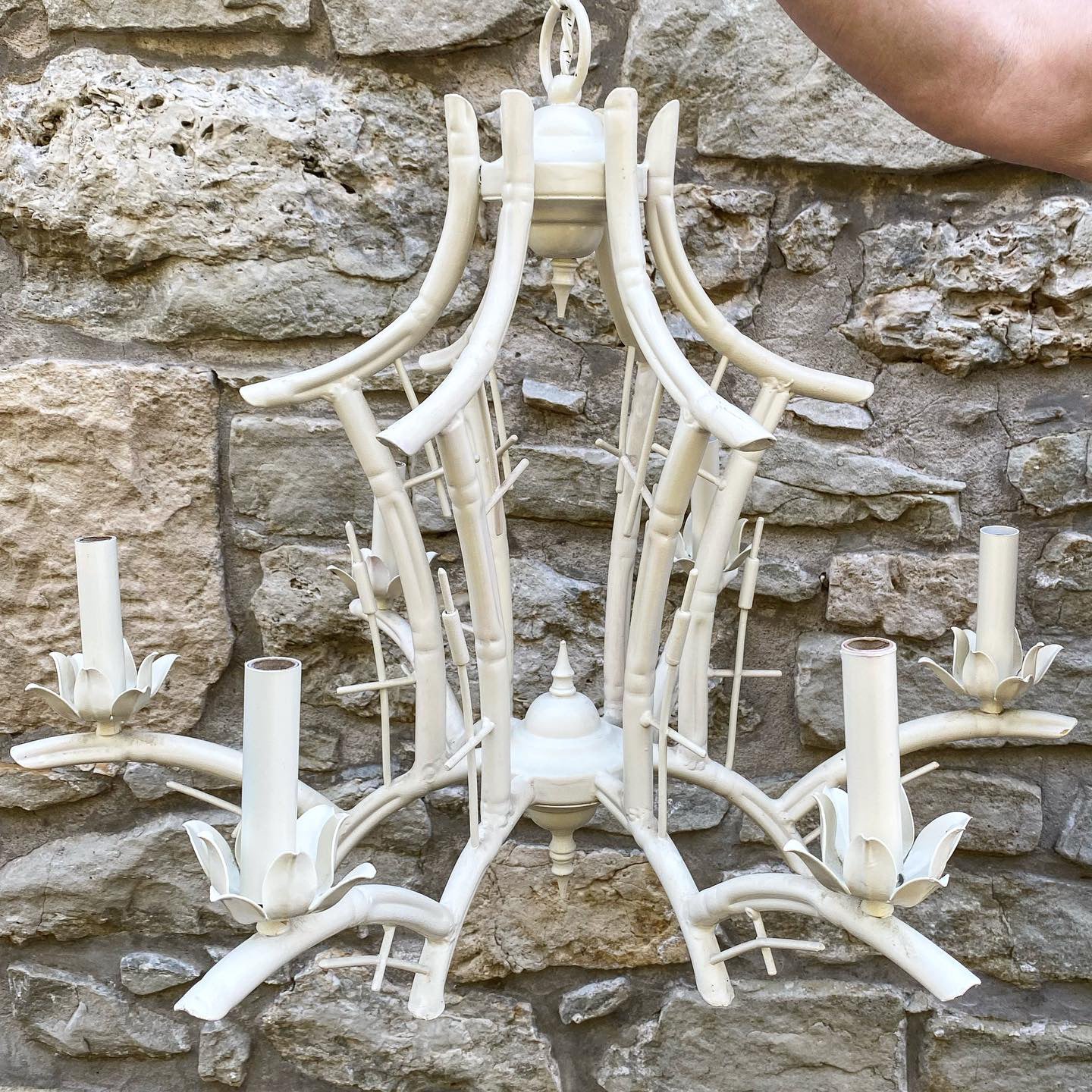 Cream Faux Bamboo Chandelier