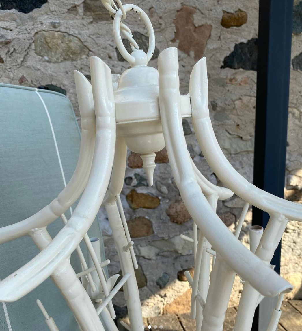 Cream Faux Bamboo Chandelier