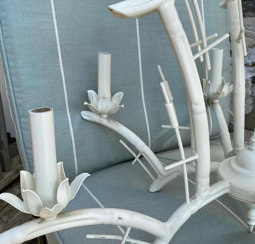 Cream Faux Bamboo Chandelier