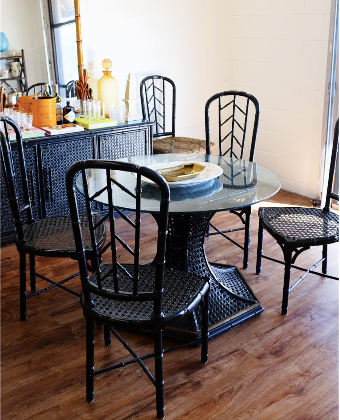 Faux Bamboo & Cane Table and Chairs