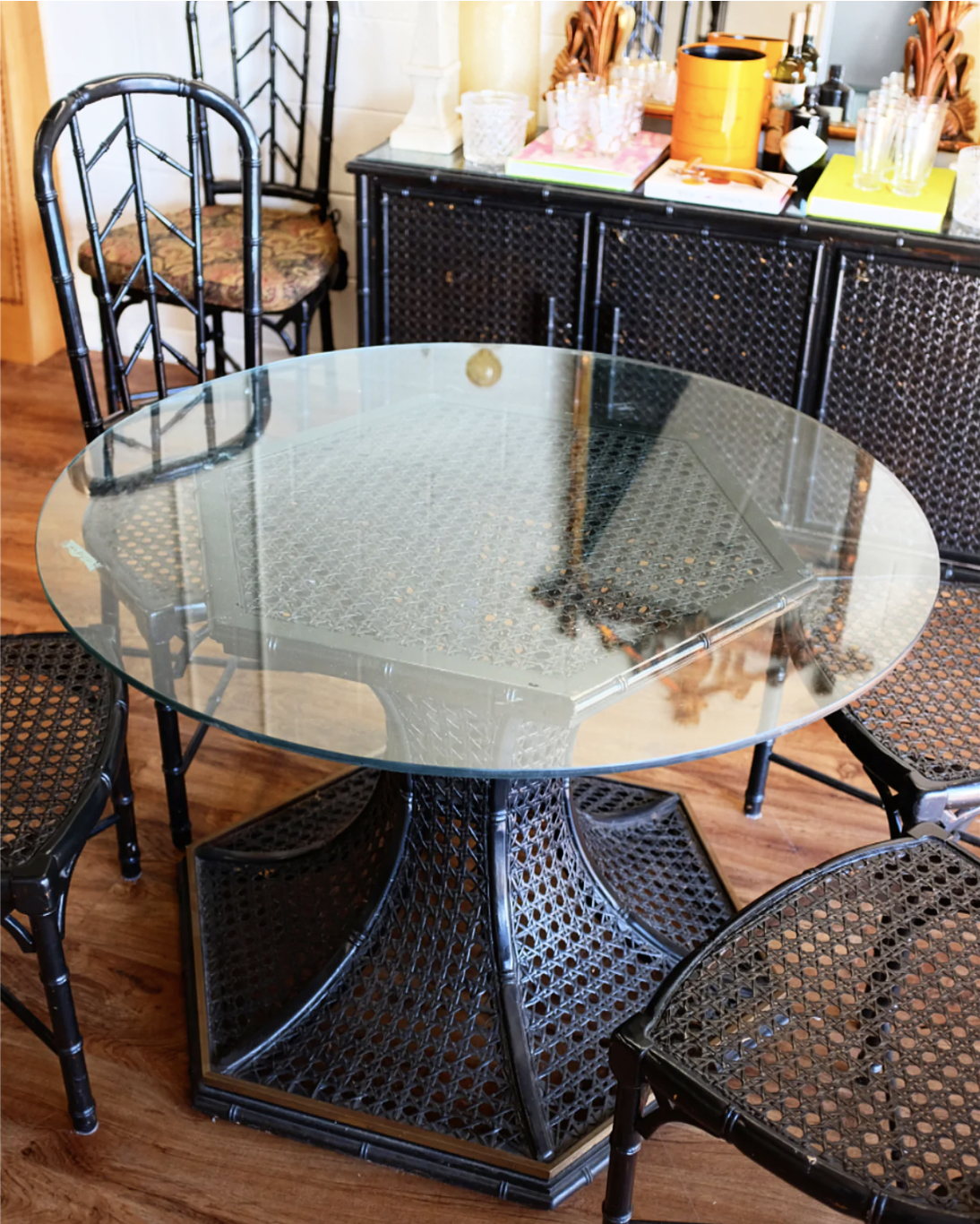 Faux Bamboo & Cane Table and Chairs