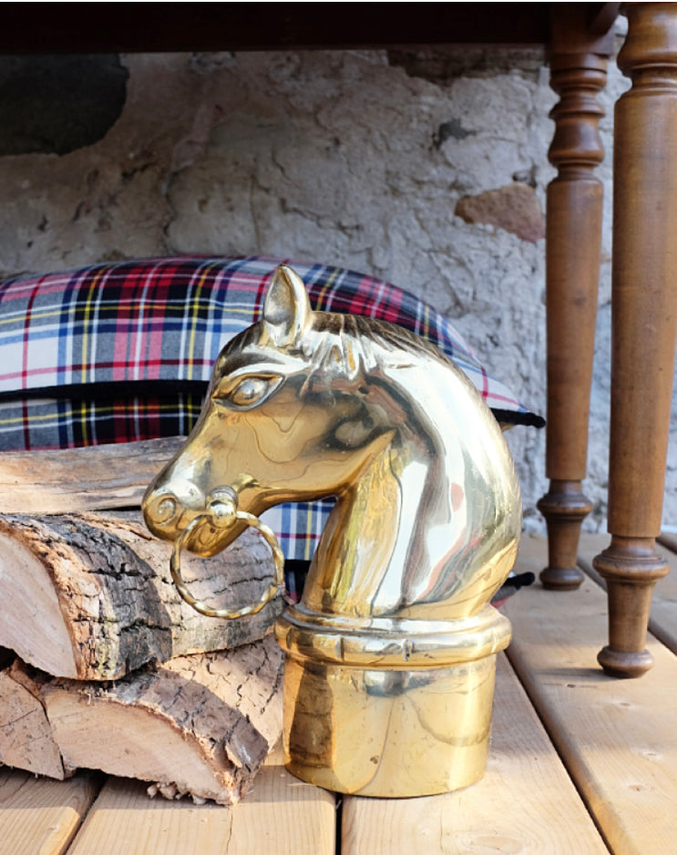 Solid Brass Horse Head Andirons