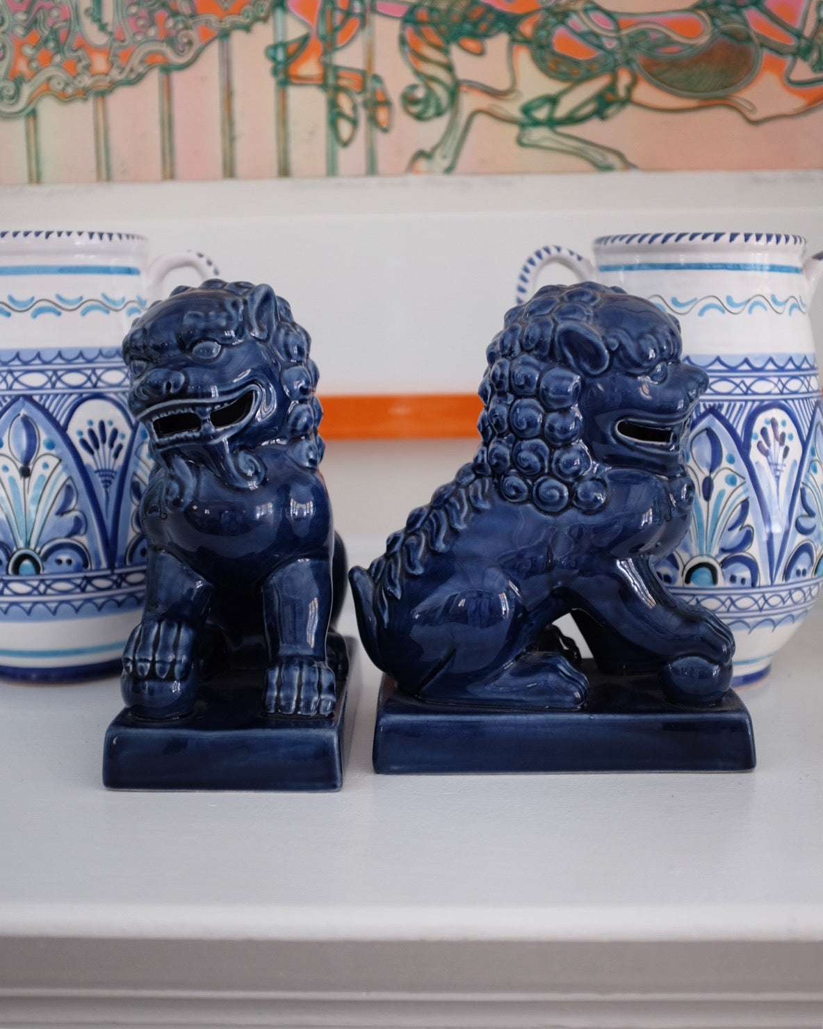 Pair of Dark Blue Foo Dogs