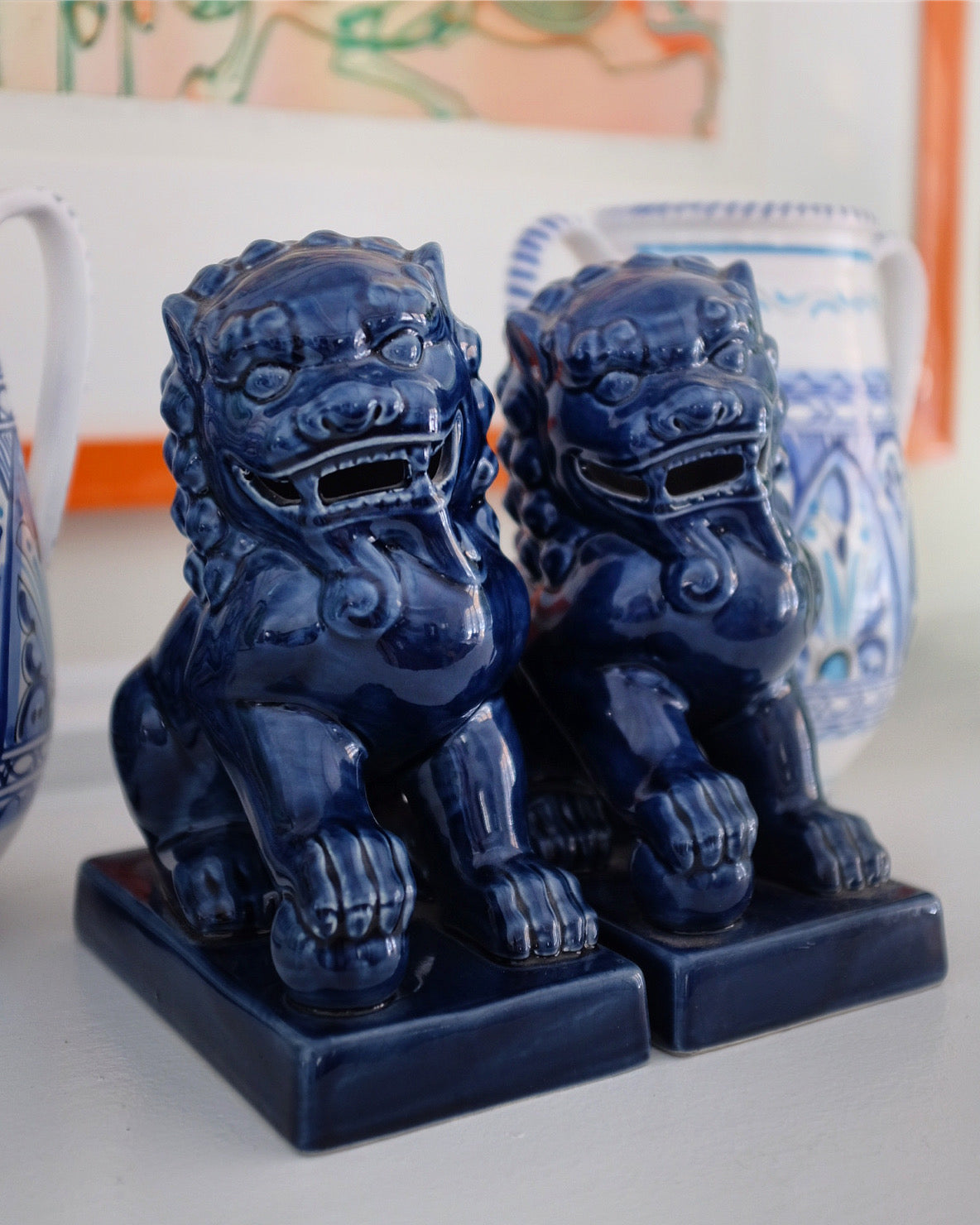 Pair of Dark Blue Foo Dogs