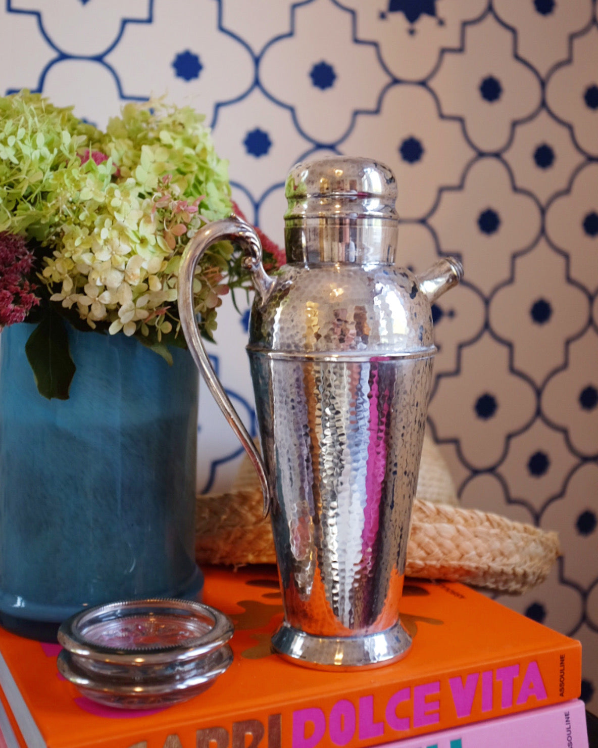 Hammered Silver Plate Cocktail Shaker & Pourer