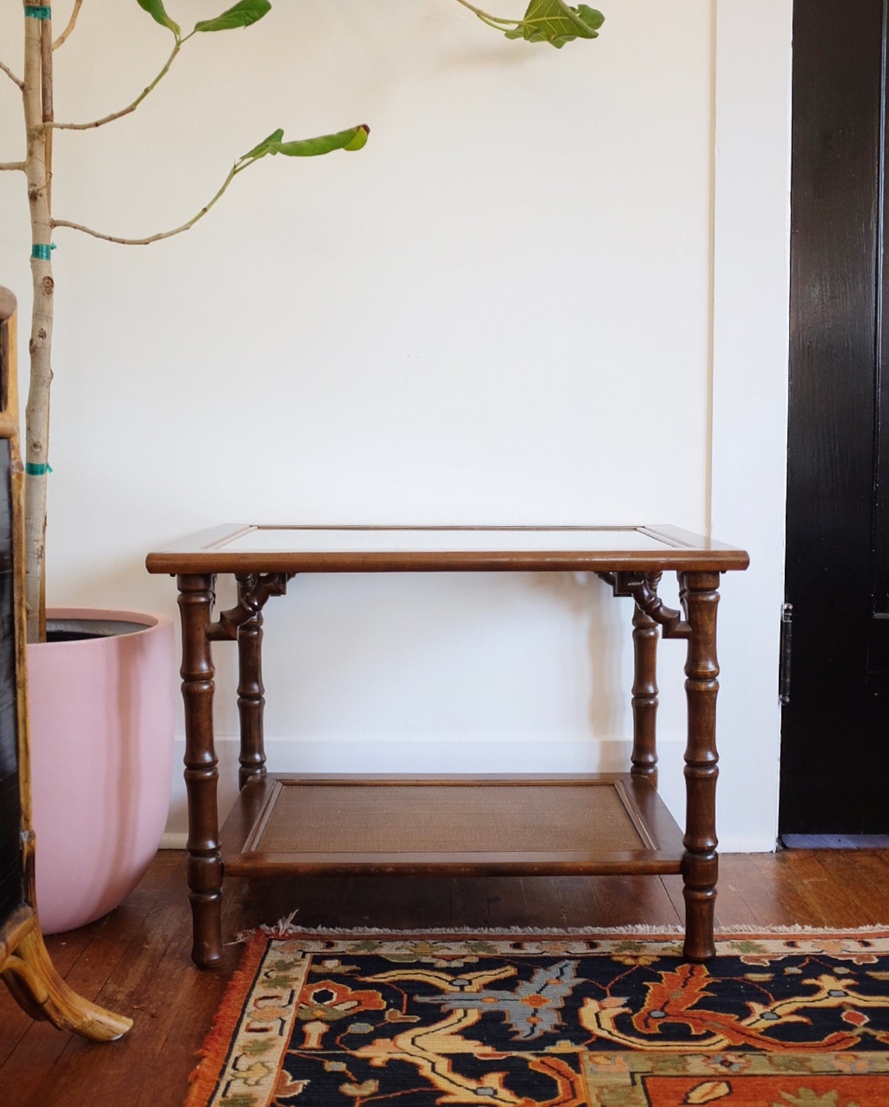 Faux Bamboo Table with Fretwork