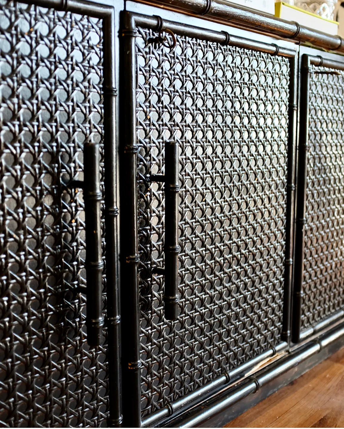 Faux Bamboo and Cane Credenza