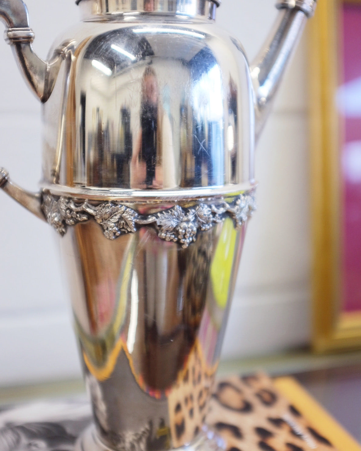 Grape Leaf Silver Plate Cocktail Shaker