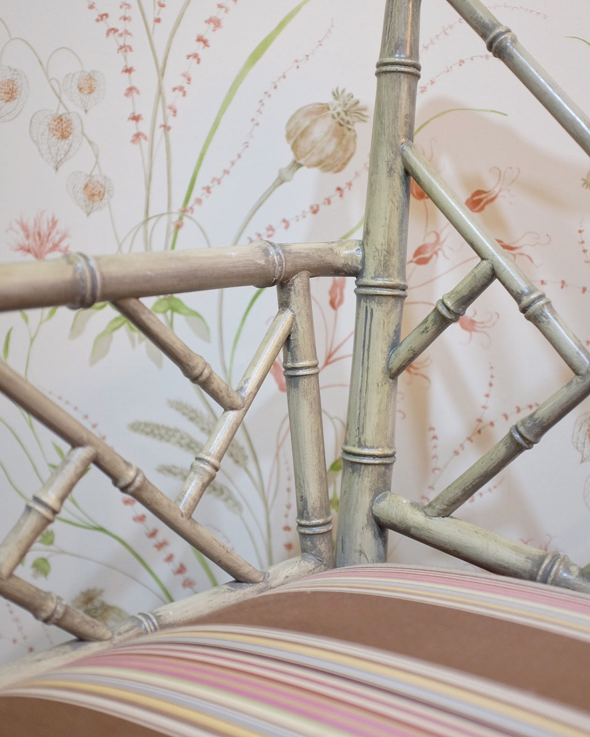 Distressed Pair of Faux Bamboo Captains Chairs