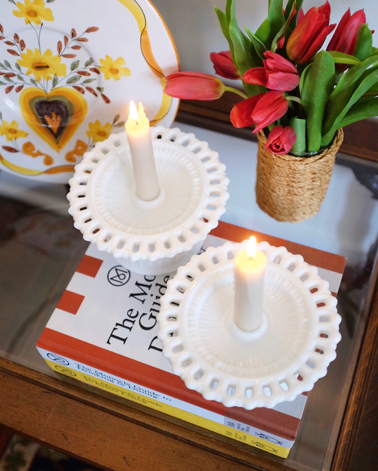 Milk Glass Candle Stick Holders