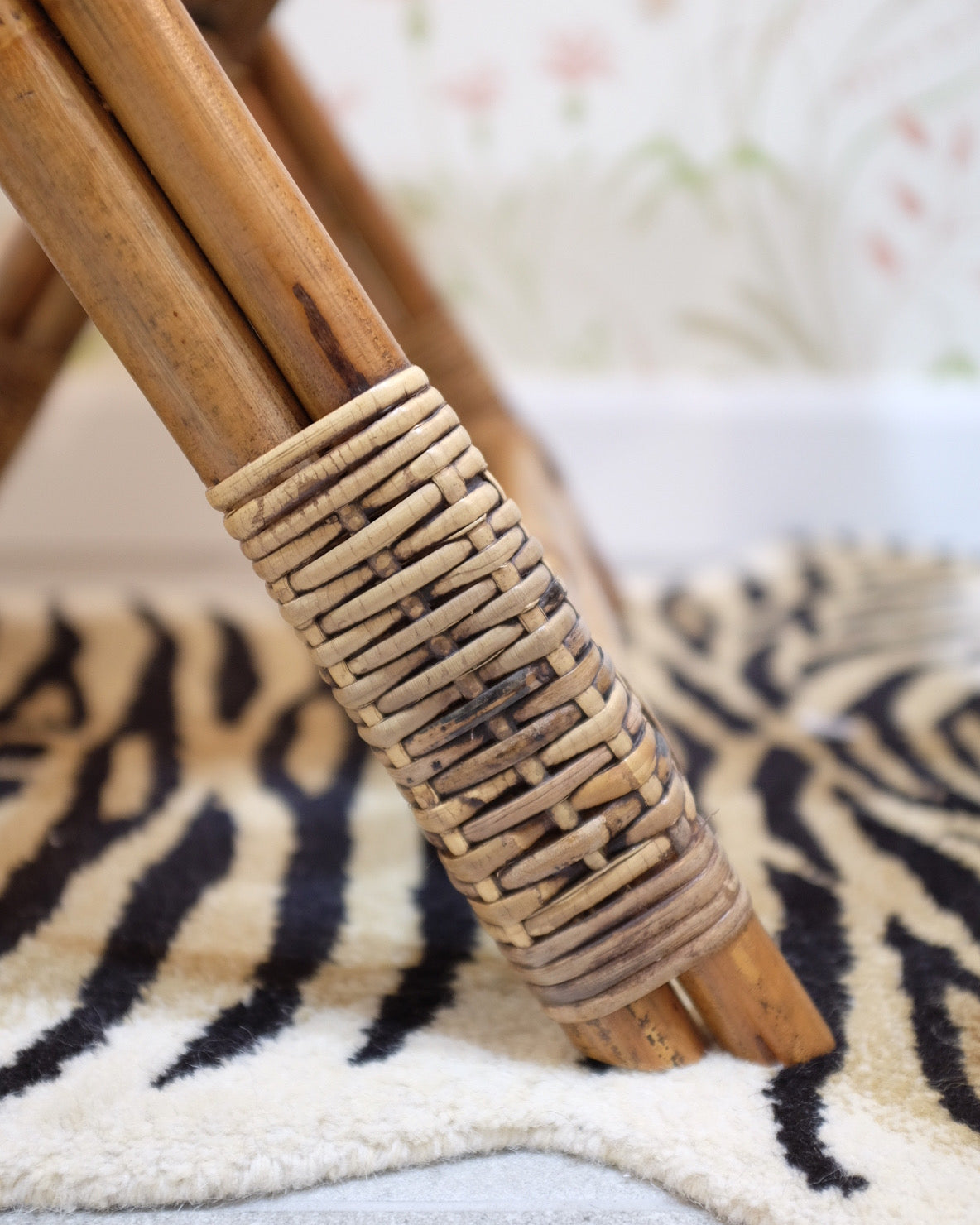 Burnt Bamboo and Wicker Luggage Rack
