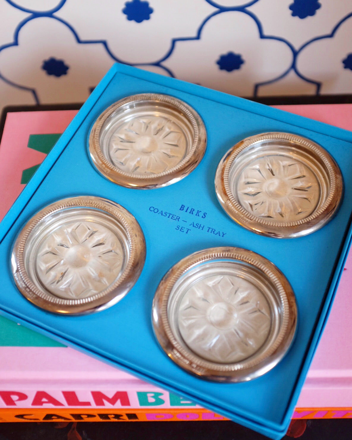 Set of 4 Birks Silver Plate Coasters in Original Box