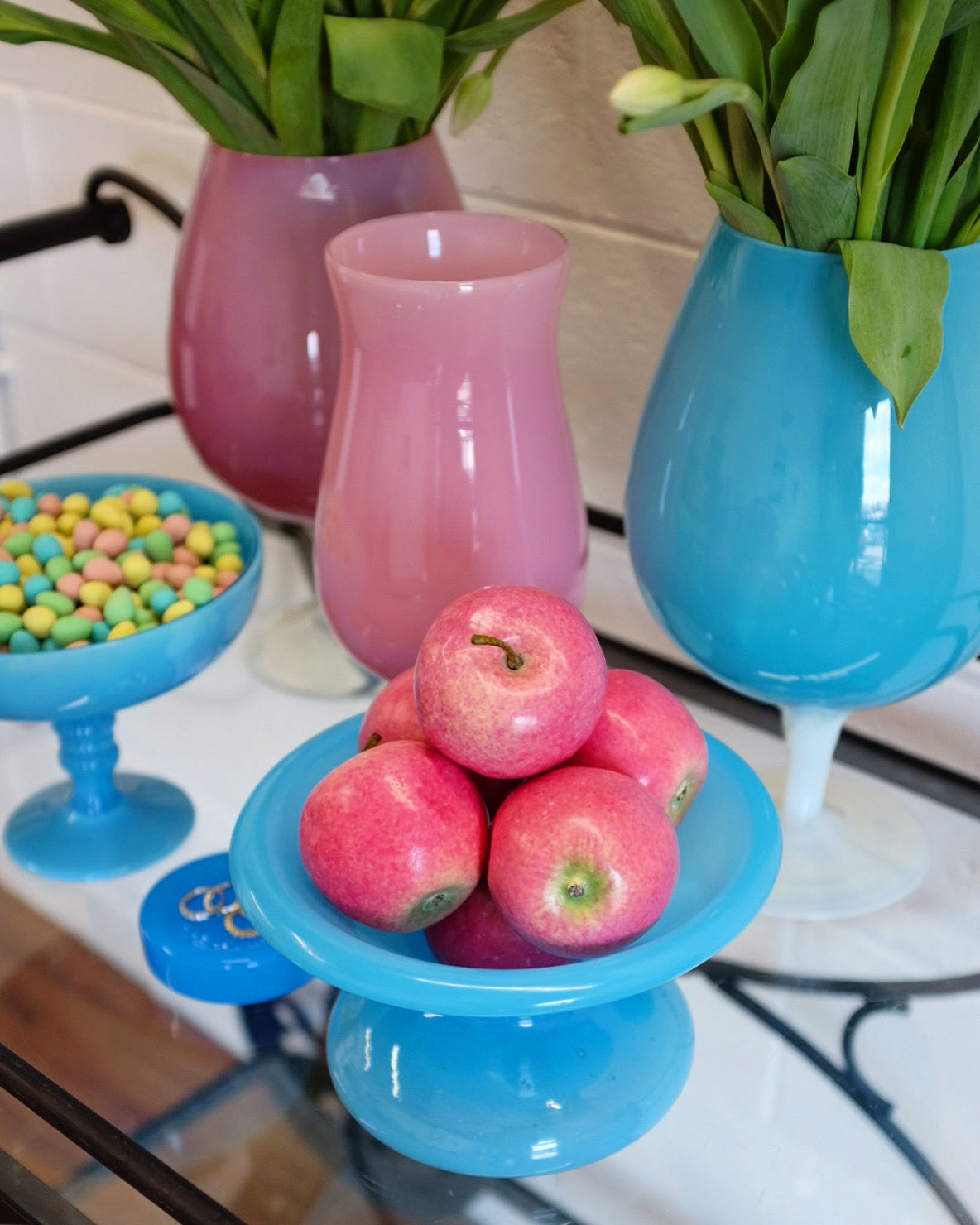 French Blue Opaline Bowl