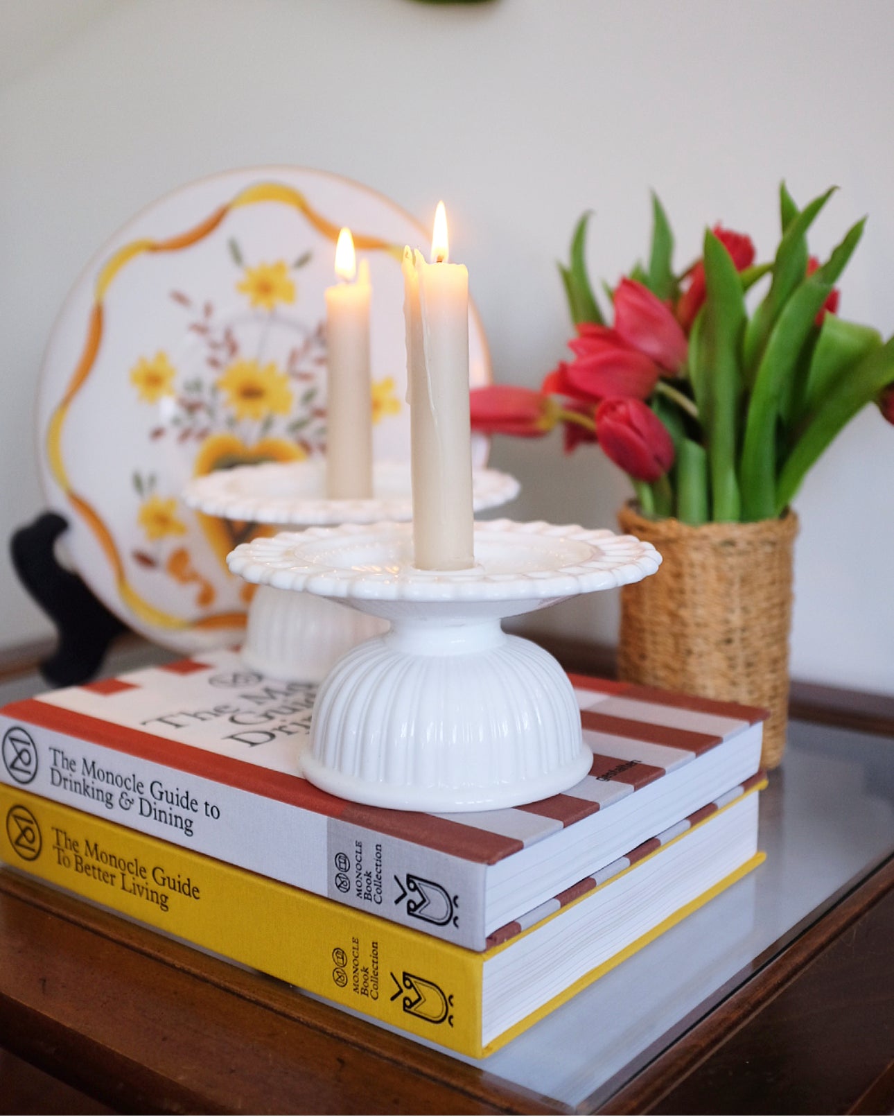 Milk Glass Candle Stick Holders