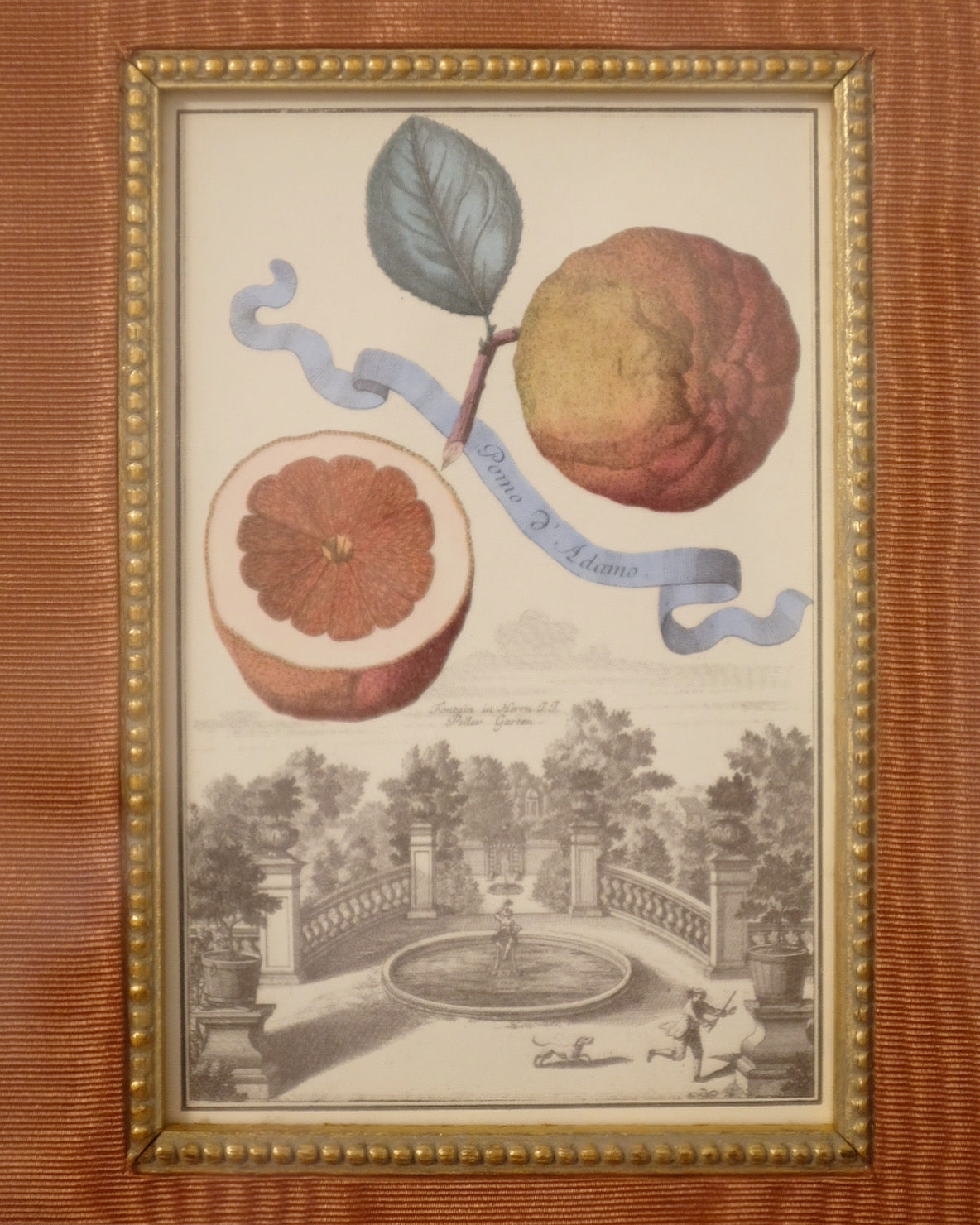 Pair of Botanicals with Moiree Silk Matting and Bow Frame
