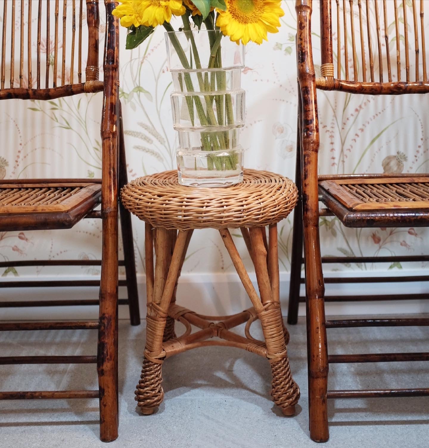Folding Burnt Bamboo Chairs