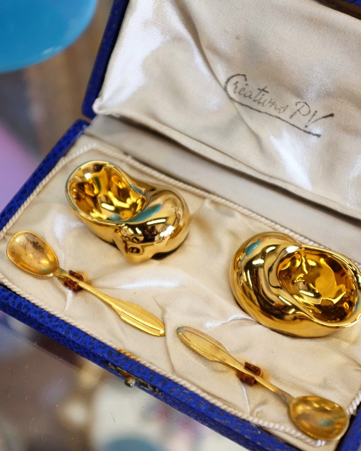 Limoges Gold Shell Salt and Pepper Dishes
