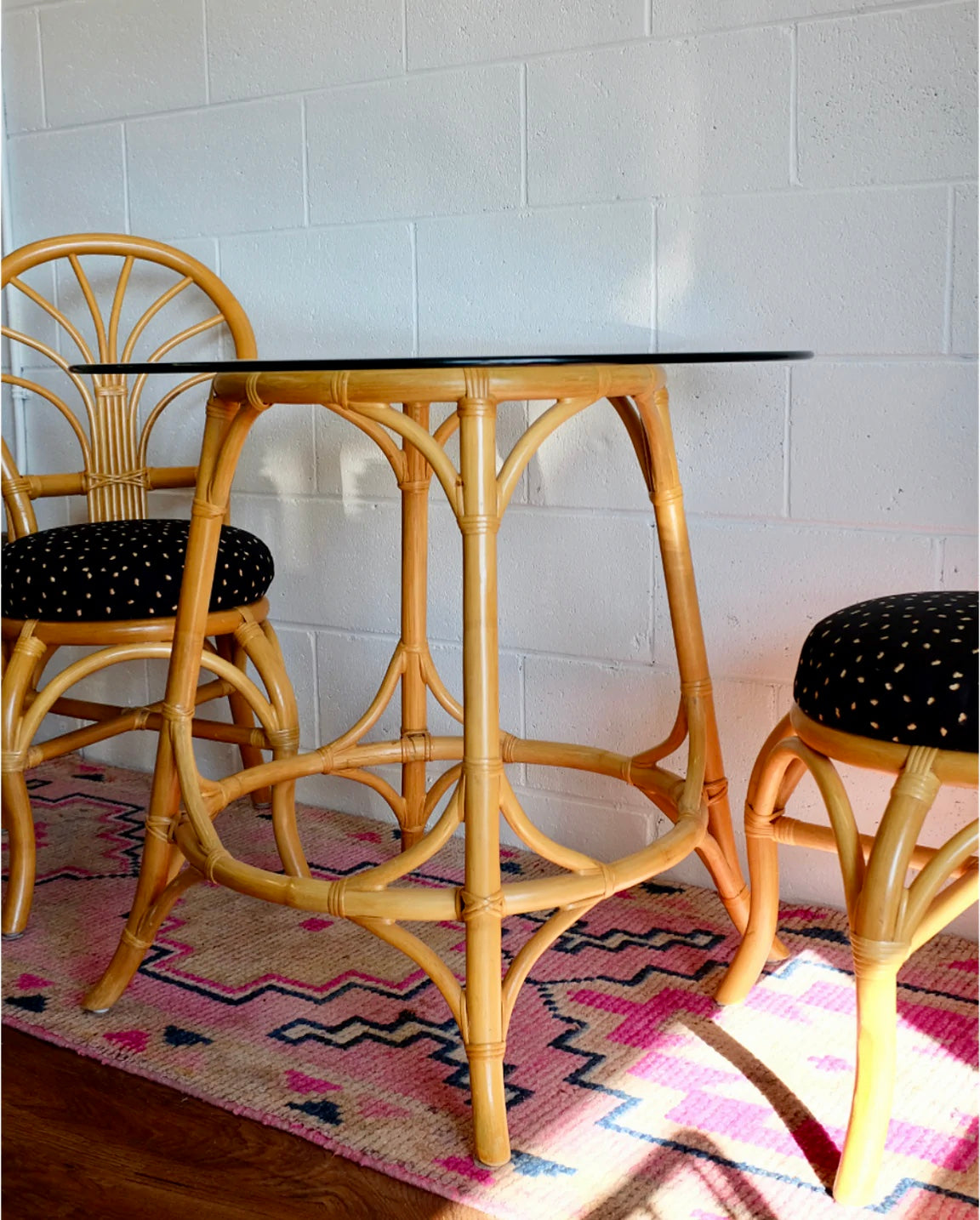 Rattan Table & Two Chairs Set
